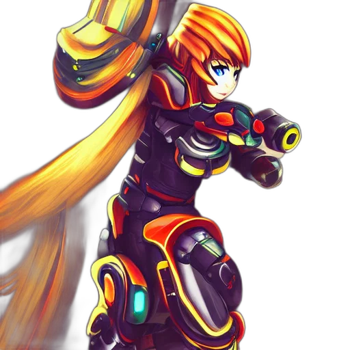 robot, weapon, concept art, pixel art, fantasy art, anime, samus, samurai transparent PNG cut-out
