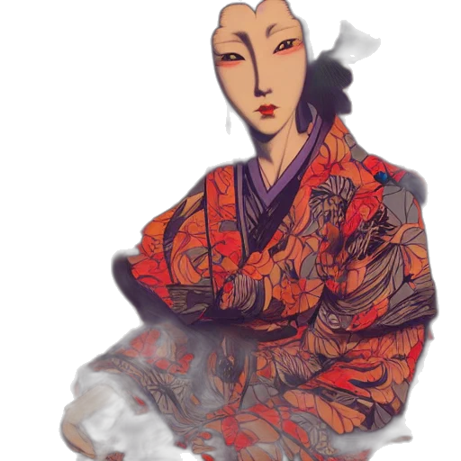 mask, dress, face, umbrella, concept art, watercolor, fantasy art, photorealistic transparent PNG cut-out