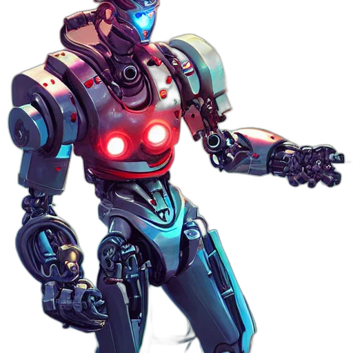 robot, weapon, concept art, 3d render, cyberpunk, pixel art, cyborg, ninja transparent PNG cut-out