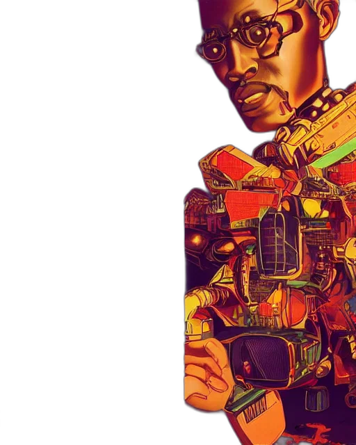 jacket, robot, face, weapon transparent PNG cut-out