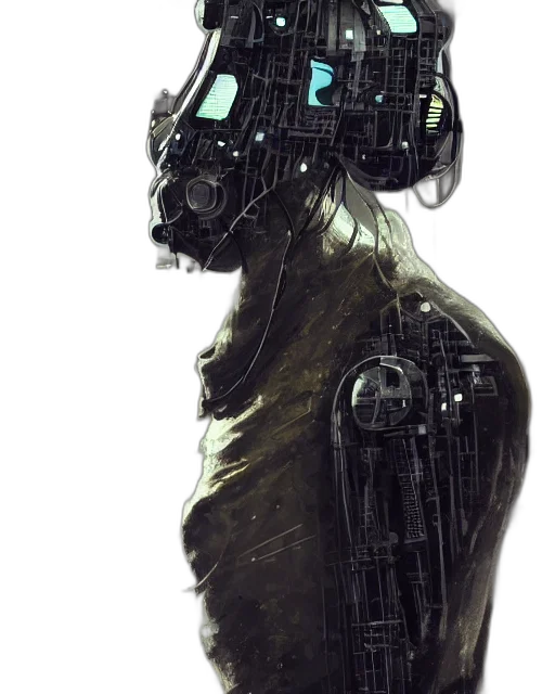 robot, dress, mask, face, cyberpunk, concept art, pixel art, comic book art transparent PNG cut-out