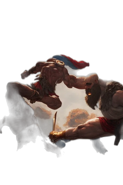 concept art, comic book art, fantasy art, underwater, fire, fog, red, kratos transparent PNG cut-out