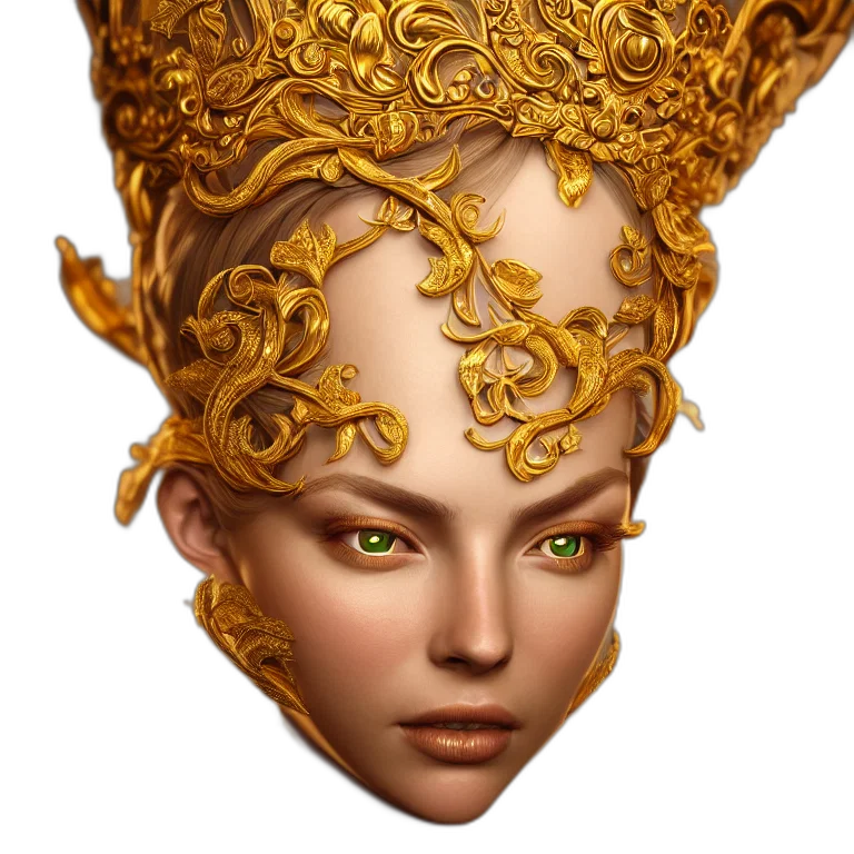 crown, mask, face, jewelry, fantasy art, concept art, photorealistic, 3d render transparent PNG cut-out
