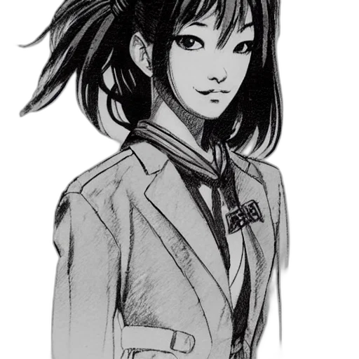 jacket, staff, concept art, anime, cartoon, comic book art, monochrome, dark transparent PNG cut-out