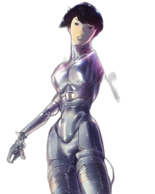 robot, weapon, dress, staff, concept art, cyberpunk, anime, comic book art transparent PNG cut-out