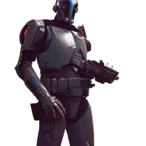 robot, weapon, concept art, 3d render transparent PNG cut-out