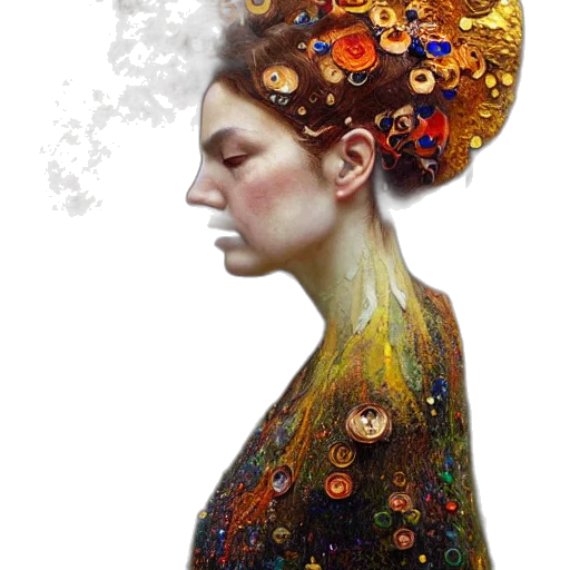 crown, dress, face, mask, fantasy art, concept art, photorealistic, oil painting transparent PNG cut-out