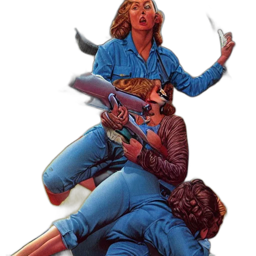 weapon, jacket, staff, comic book art transparent PNG cut-out