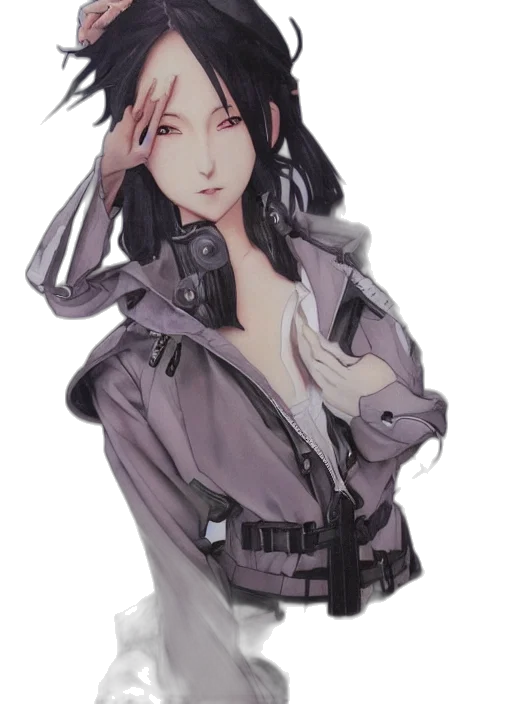 jacket, staff, weapon, robot transparent PNG cut-out
