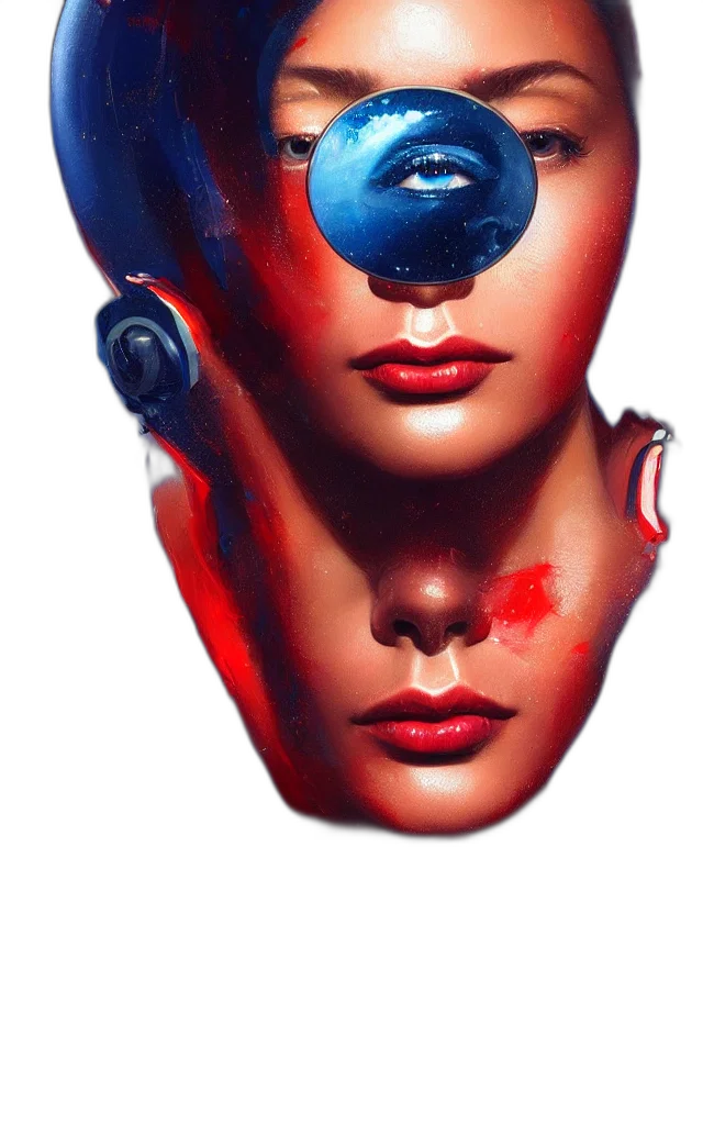 mask, face, crown, robot, cyberpunk, photorealistic, 3d render, concept art transparent PNG cut-out
