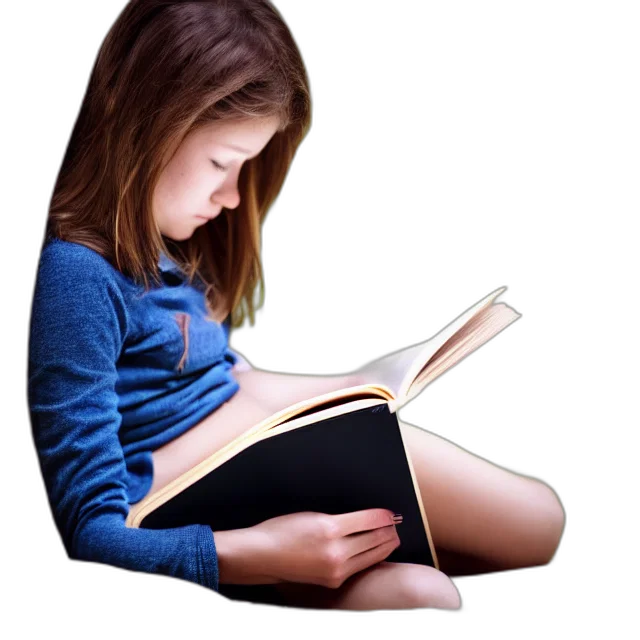 photorealistic, photo, girl, reading, book, highly, detailed, hdr transparent PNG cut-out