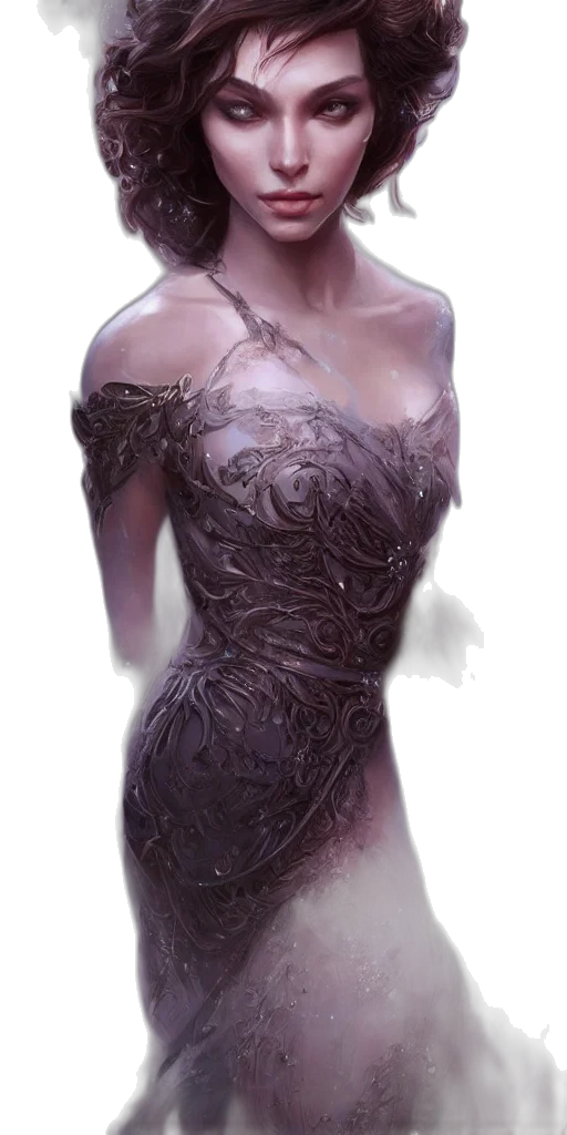 dress, jewelry, face, creature transparent PNG cut-out