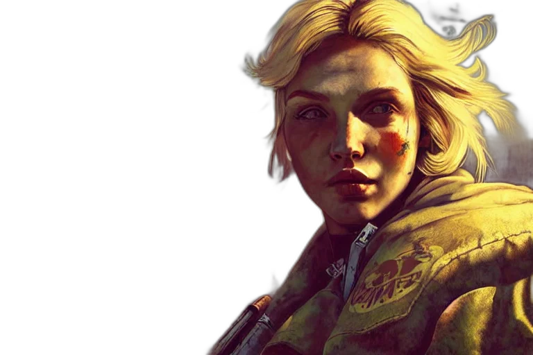 face, jacket, weapon, concept art transparent PNG cut-out
