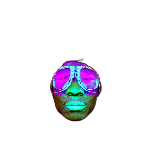 face, mask, creature, robot, vaporwave, 3d render, pixel art, cyberpunk transparent PNG cut-out