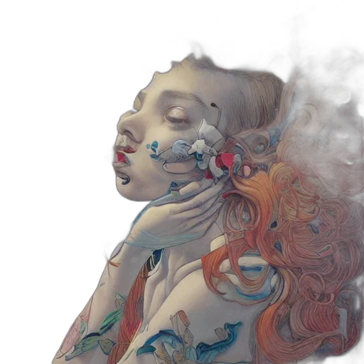 mask, dress, face, fantasy art, photorealistic, concept art, watercolor, fire transparent PNG cut-out