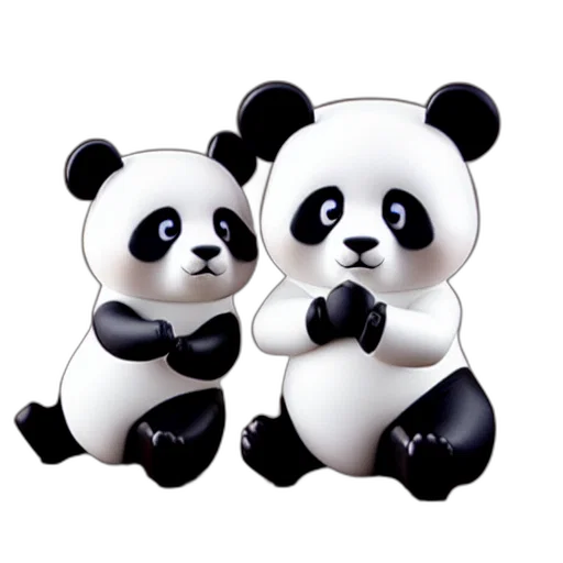 3d render, photorealistic, concept art, panda, nendoroid, figurine, detailed, product transparent PNG cut-out