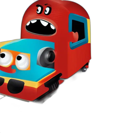 car, robot, 3d render, concept art, cartoon, running, train, monster transparent PNG cut-out