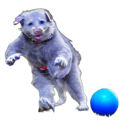 animal, creature, staff, 3d render, photorealistic, vaporwave, pixel art, blue transparent PNG cut-out