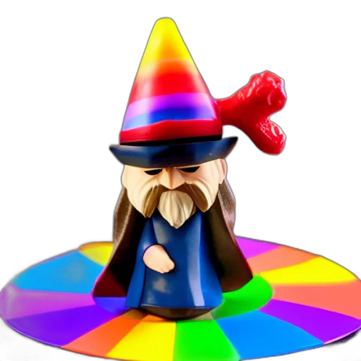 hat, staff, umbrella, 3d render transparent PNG cut-out