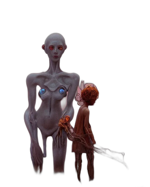 robot, creature, staff, dress transparent PNG cut-out