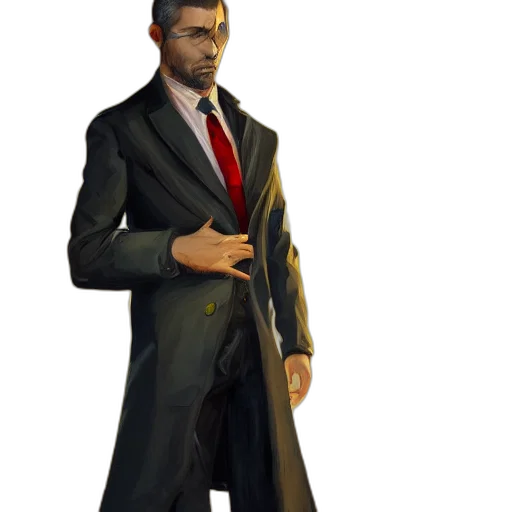 jacket, staff, concept art, 3d render transparent PNG cut-out