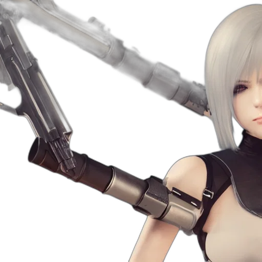 weapon, 3d render, concept art, cyberpunk, fantasy art, monochrome, photo, nier transparent PNG cut-out