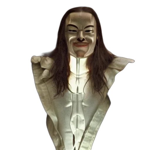 mask, robot, face, staff, concept art, 3d render, comic book art, photorealistic transparent PNG cut-out