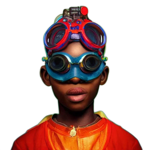 mask, face, robot, hat, concept art, cyberpunk, 3d render, photorealistic transparent PNG cut-out