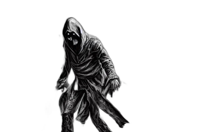 mask, jacket, staff, weapon transparent PNG cut-out