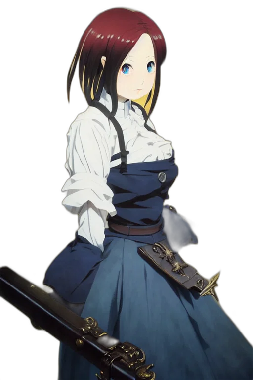 staff, sword, weapon, dress, anime, concept art, fantasy art, cartoon transparent PNG cut-out