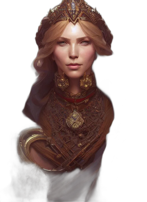 crown, face, jewelry, fantasy art, concept art, photorealistic, oil painting, golden transparent PNG cut-out