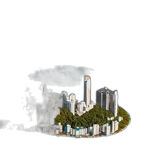 building, tree, concept art, pixel art, 3d render, photorealistic, fog, city street transparent PNG cut-out