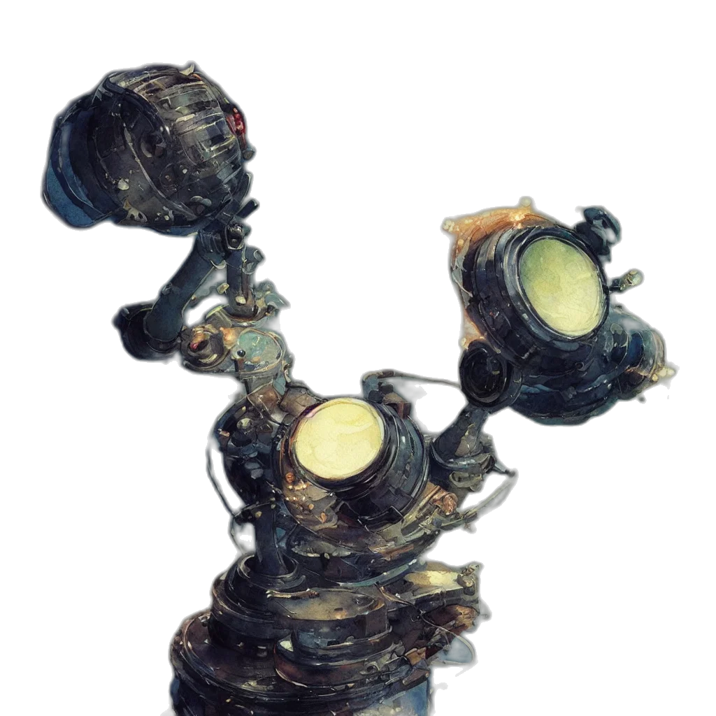 staff, robot, jewelry, weapon, concept art, 3d render, watercolor, fantasy art transparent PNG cut-out