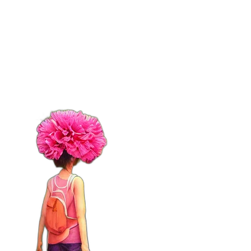 hat, flower, hair, dress, 3d render, photorealistic, vaporwave, concept art transparent PNG cut-out
