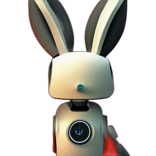 robot, animal, staff, 3d render, concept art, cartoon, photorealistic, rabbit transparent PNG cut-out