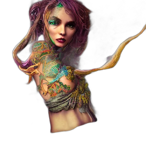 dress, creature, jewelry, fantasy art, concept art, photorealistic, 3d render, outer space transparent PNG cut-out