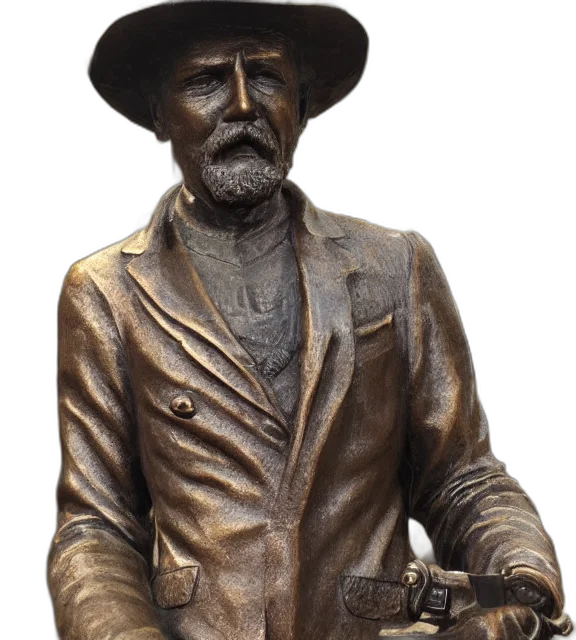 hat, photorealistic, photo, medium, shot, bronze, statue, man transparent PNG cut-out