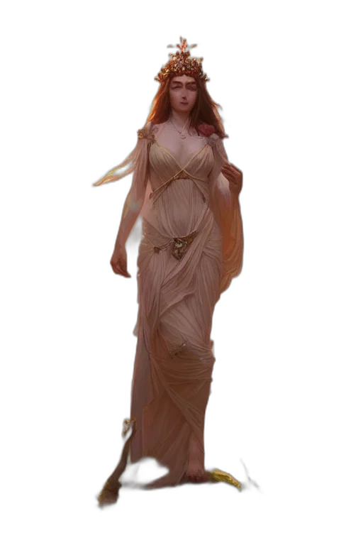 dress, fantasy art, concept art, 3d render, pixel art, golden, earth tones, goddess transparent PNG cut-out