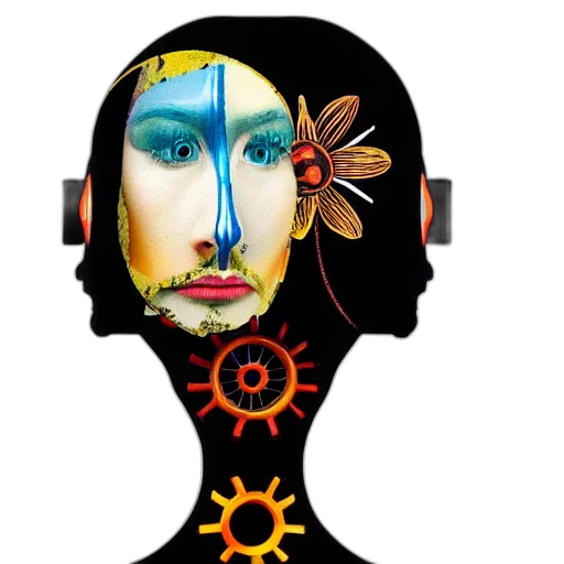 face, mask, crown, robot, cartoon, concept art, photorealistic, cyberpunk transparent PNG cut-out