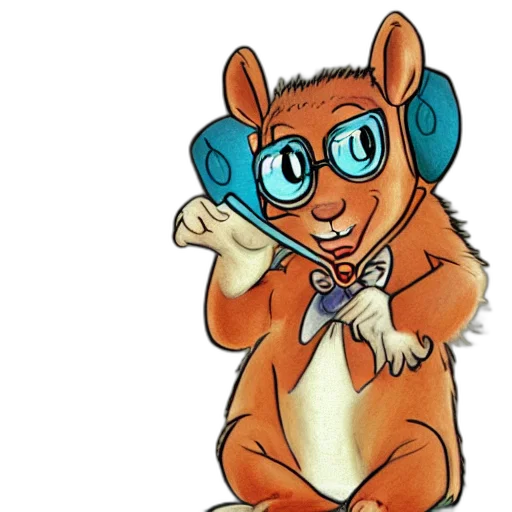 staff, animal, cartoon, concept art, drawing, cute, anthropomorphic, squirrel transparent PNG cut-out