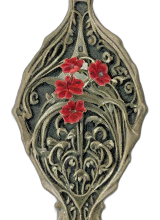 jewelry, crown, flower, staff, photorealistic, 3d render, red, art transparent PNG cut-out