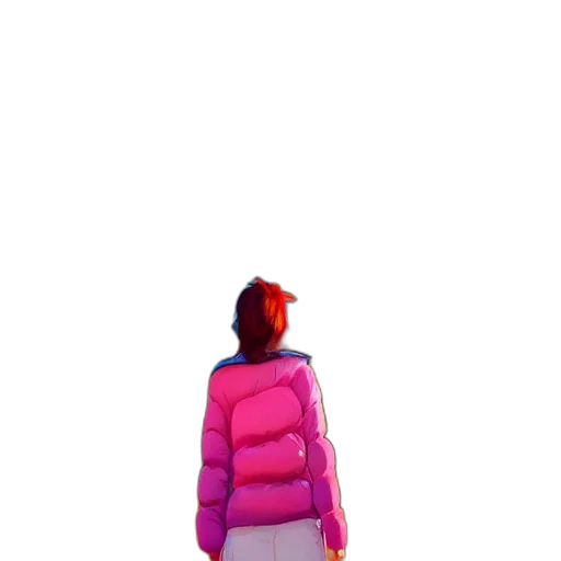 jacket, dress, umbrella, creature, vaporwave, 3d render, pixel art, concept art transparent PNG cut-out