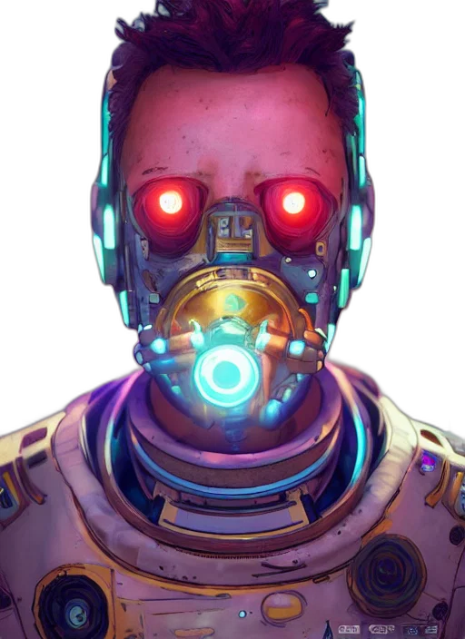robot, mask, face, cyberpunk, concept art, 3d render, comic book art, outer space transparent PNG cut-out