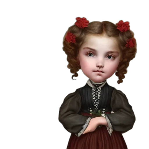 face, dress, photorealistic, oil painting transparent PNG cut-out