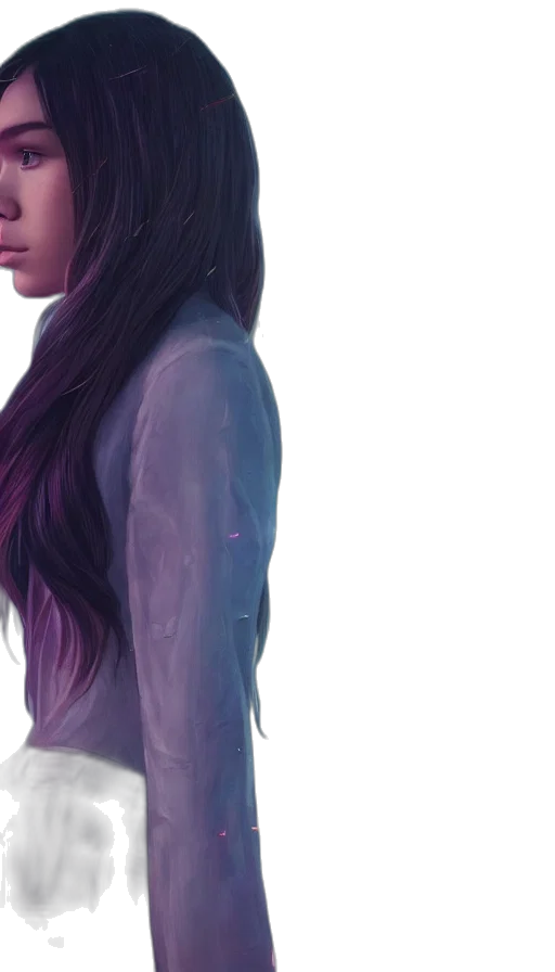 hair, dress, face, jacket transparent PNG cut-out