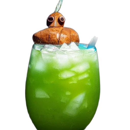 food, bottle, animal, creature, 3d render, photorealistic, concept art, green transparent PNG cut-out