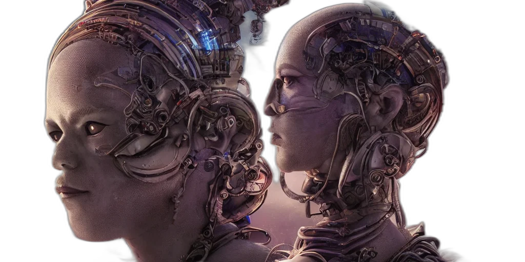 robot, cyberpunk, concept art, space, gods, aliens, planet, voodoo transparent PNG cut-out