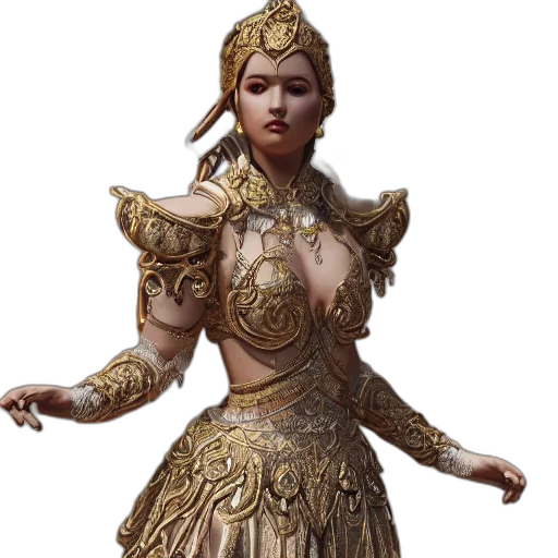 dress, jewelry, staff, crown, concept art, fantasy art, 3d render, photorealistic transparent PNG cut-out