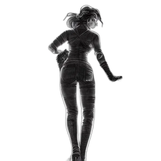 robot, dress, jacket, staff, comic book art, concept art, pencil sketch, 3d render transparent PNG cut-out