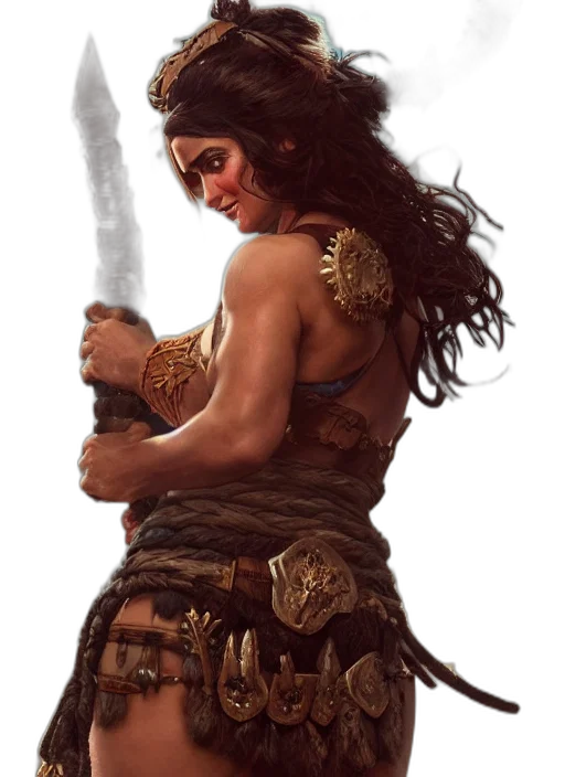 sword, weapon, fantasy art, concept art, comic book art, photorealistic, salma, hayek transparent PNG cut-out